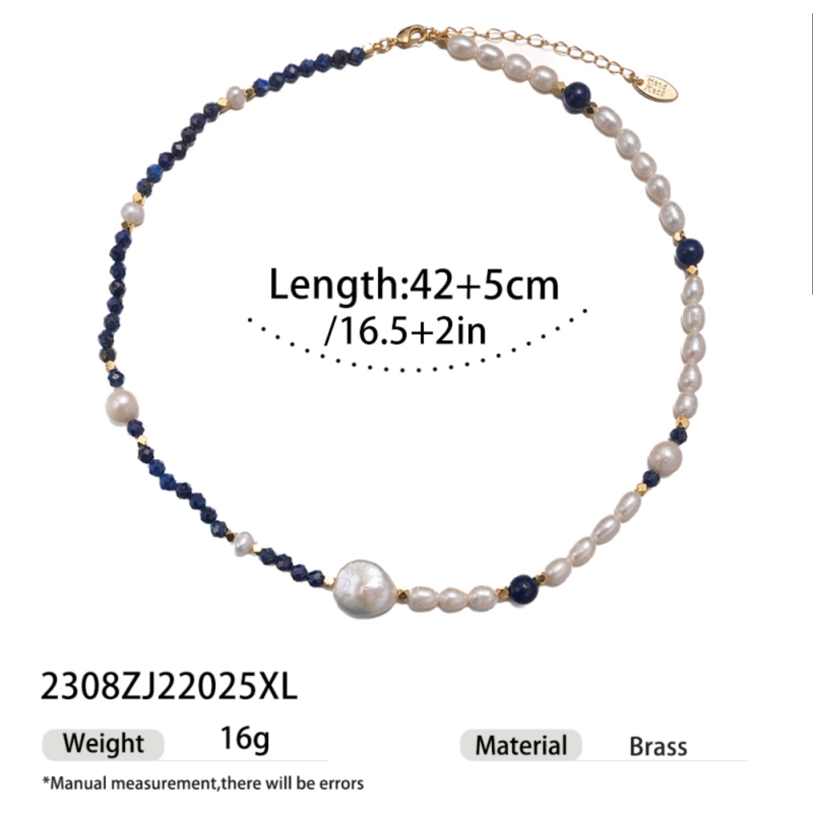 18K Plated Natural Stone Fine Beads Freshwater Pearl Necklace